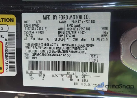 2021 Ford Bronco Sport Badlands from USA, damaged, VIN 3FMCR9D93MRA14153